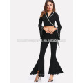 Wave Tape Crop Wrap Top &amp; Flare Hosen Set Herstellung Großhandel Mode Frauen Bekleidung (TA4076SS)